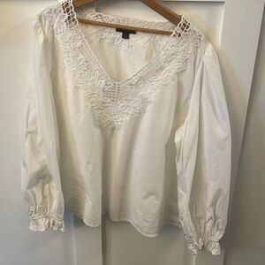 J Crew Top Cotton Embroidery 3/4 sleeves XXL
